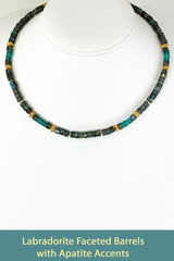Labradorite Faceted Barrels with Apatite
