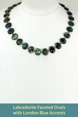 (SOLD)Labradorite Faceted Ovals with London Blue Quartz
