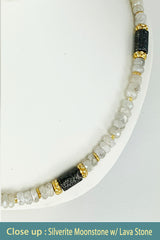 Silverite Moonstone with Lava Stone