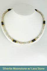 Silverite Moonstone with Lava Stone