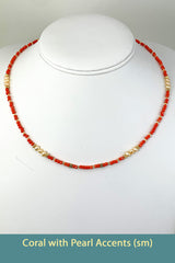 Coral Beads with Freshwater Pearls