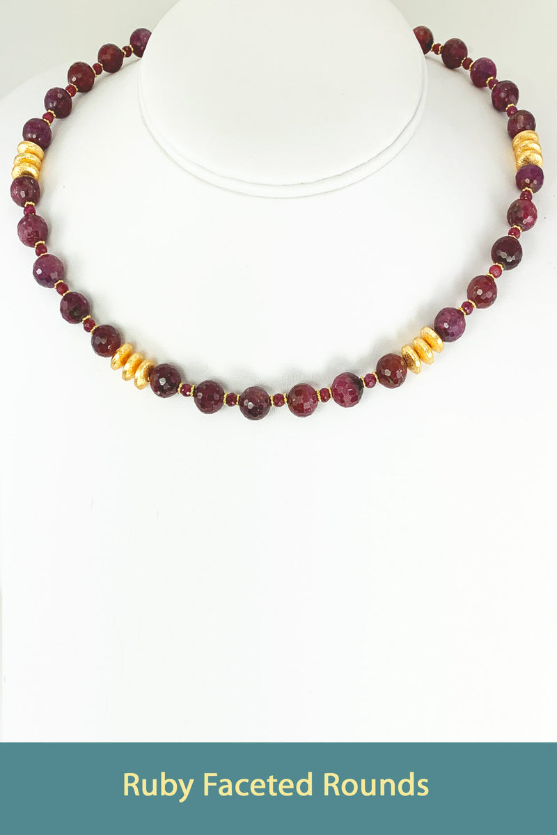 (SOLD)Ruby Faceted Rounds